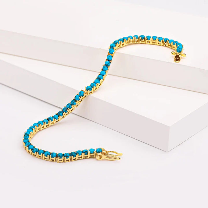 Elegante Gouden Turquoise Kettingarmband