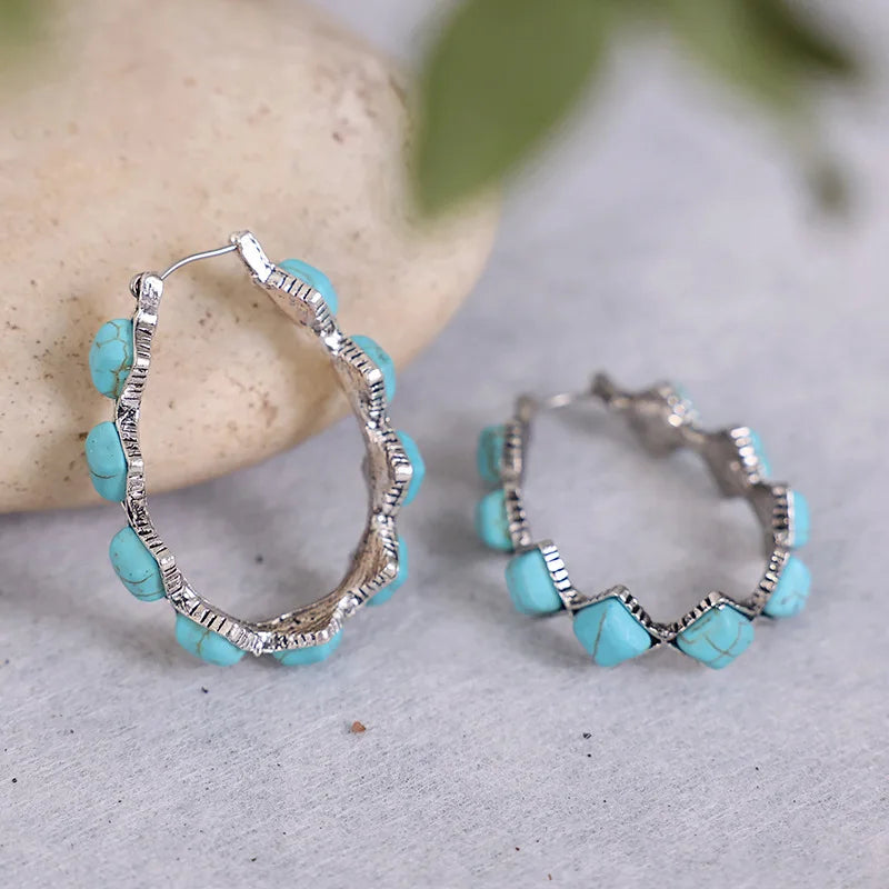 Vintage Turquoise U-Vormige Hoops