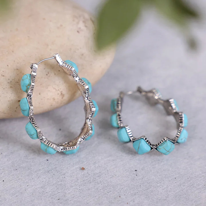 Vintage Turquoise U-Vormige Hoops