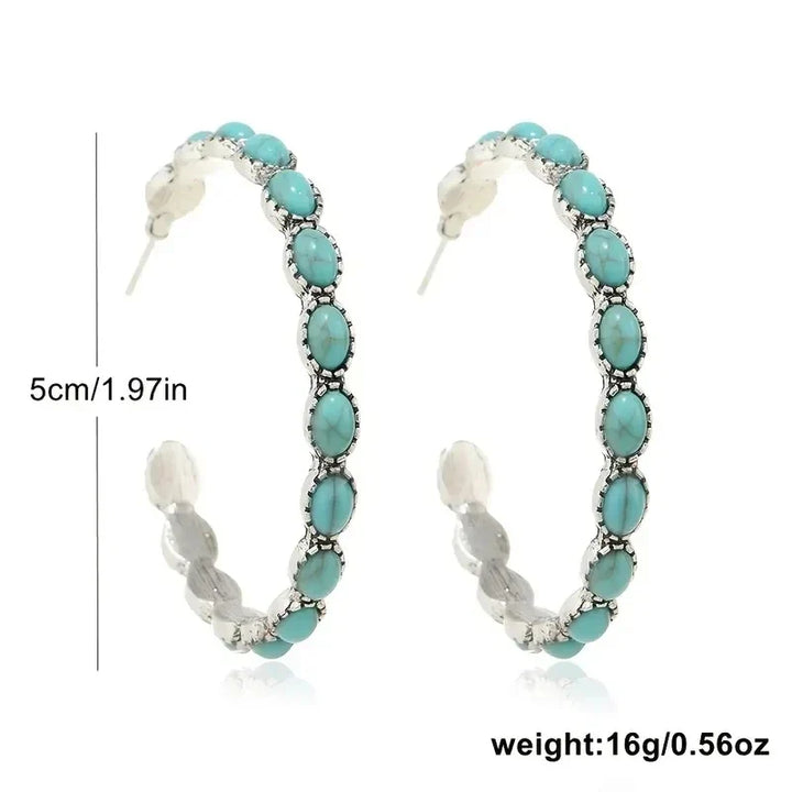 Vintage Boheemse Turquoise Cirkel Oorbellen