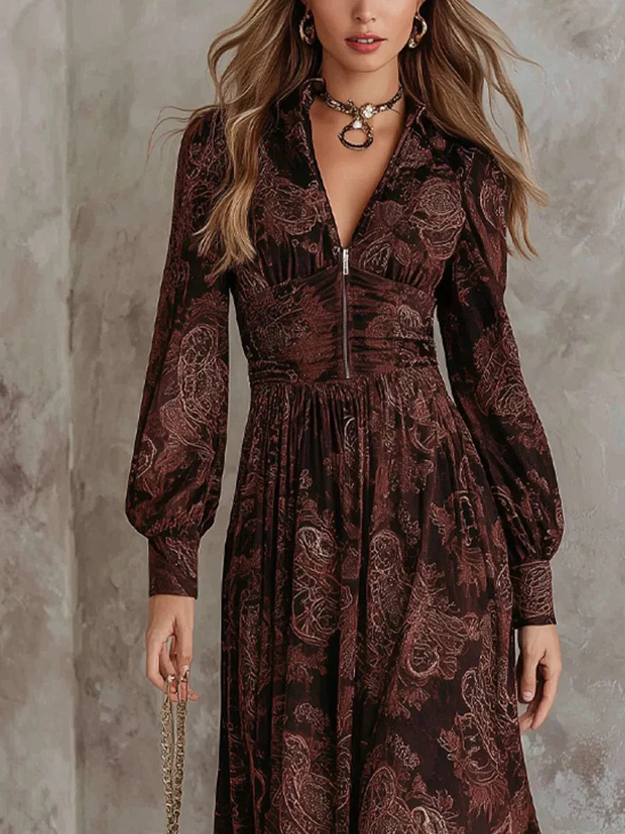 La Scintilla | LANGE JURK MET ELEGANTE VINTAGE PRINT