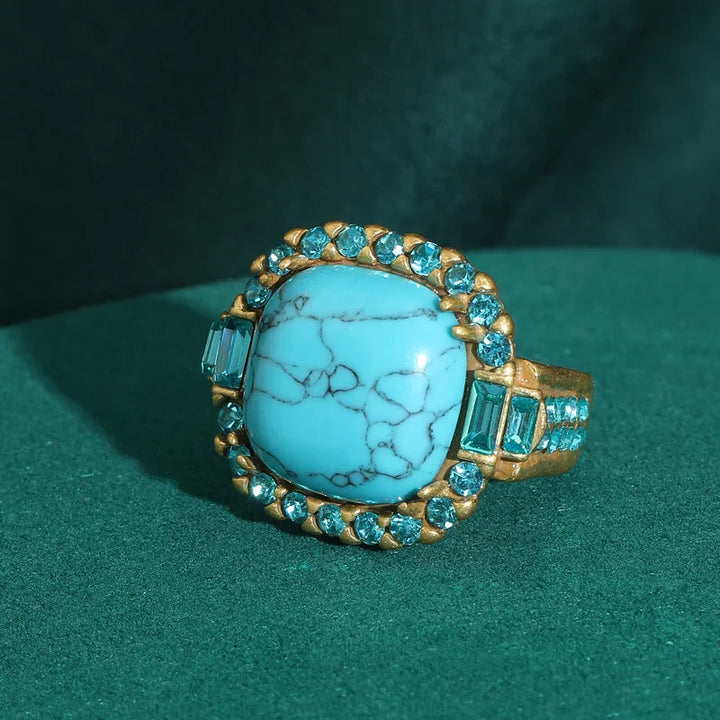 Vintage Art Deco Turquoise Gouden Ring