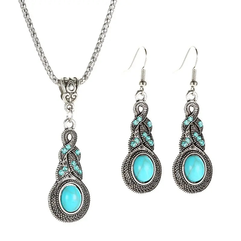 Vintage Turquoise Stones Sieraden Set