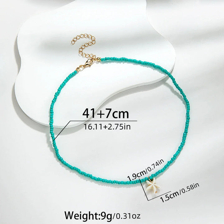 Chique Boheemse Turquoise Zeester Ketting
