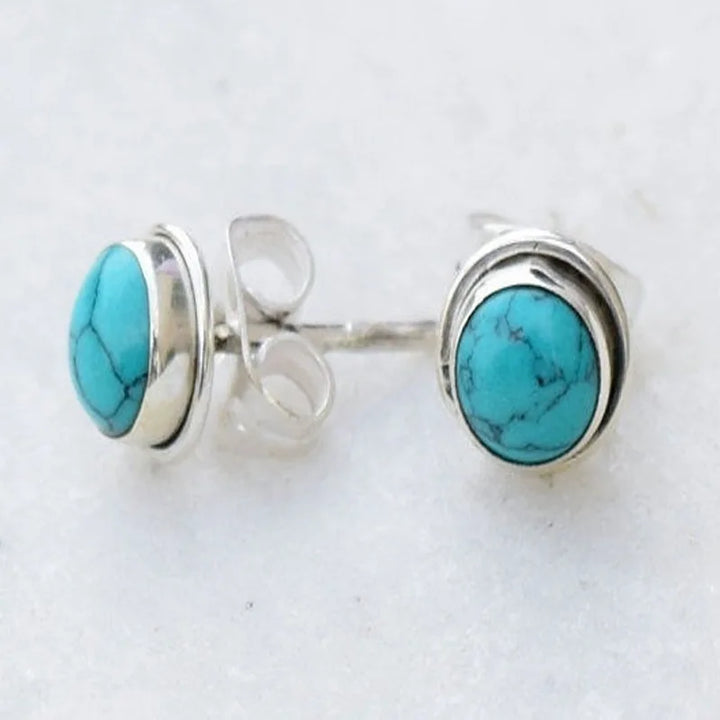 Antieke Ronde Turquoise Steentjes Oorbellen