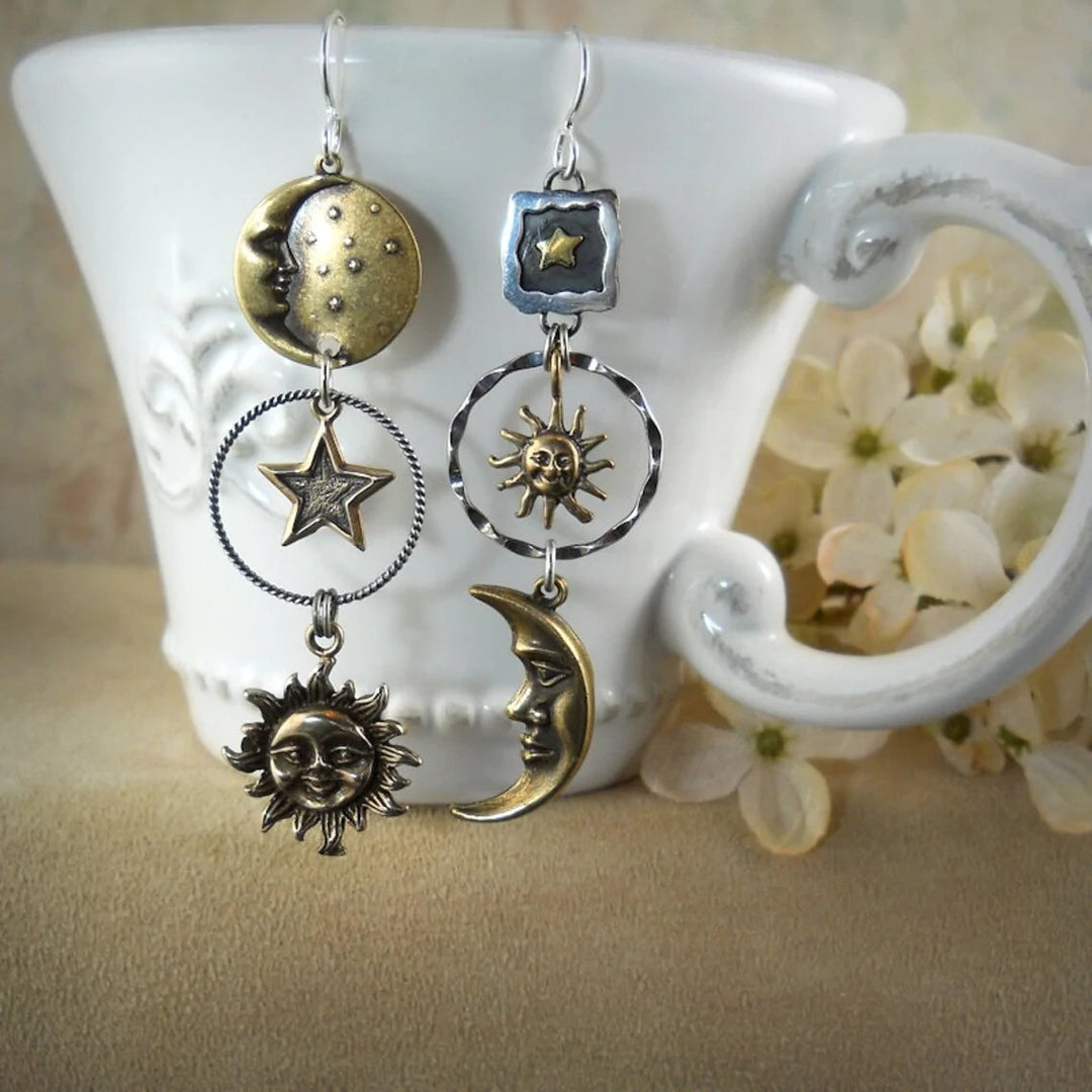 Oorbellen met Zonne- en Maanhanger