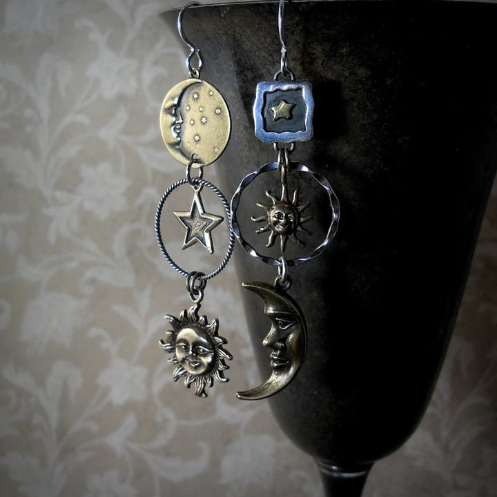 Oorbellen met Zonne- en Maanhanger