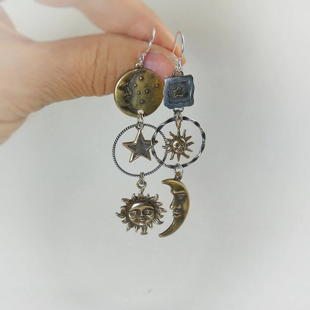Oorbellen met Zonne- en Maanhanger
