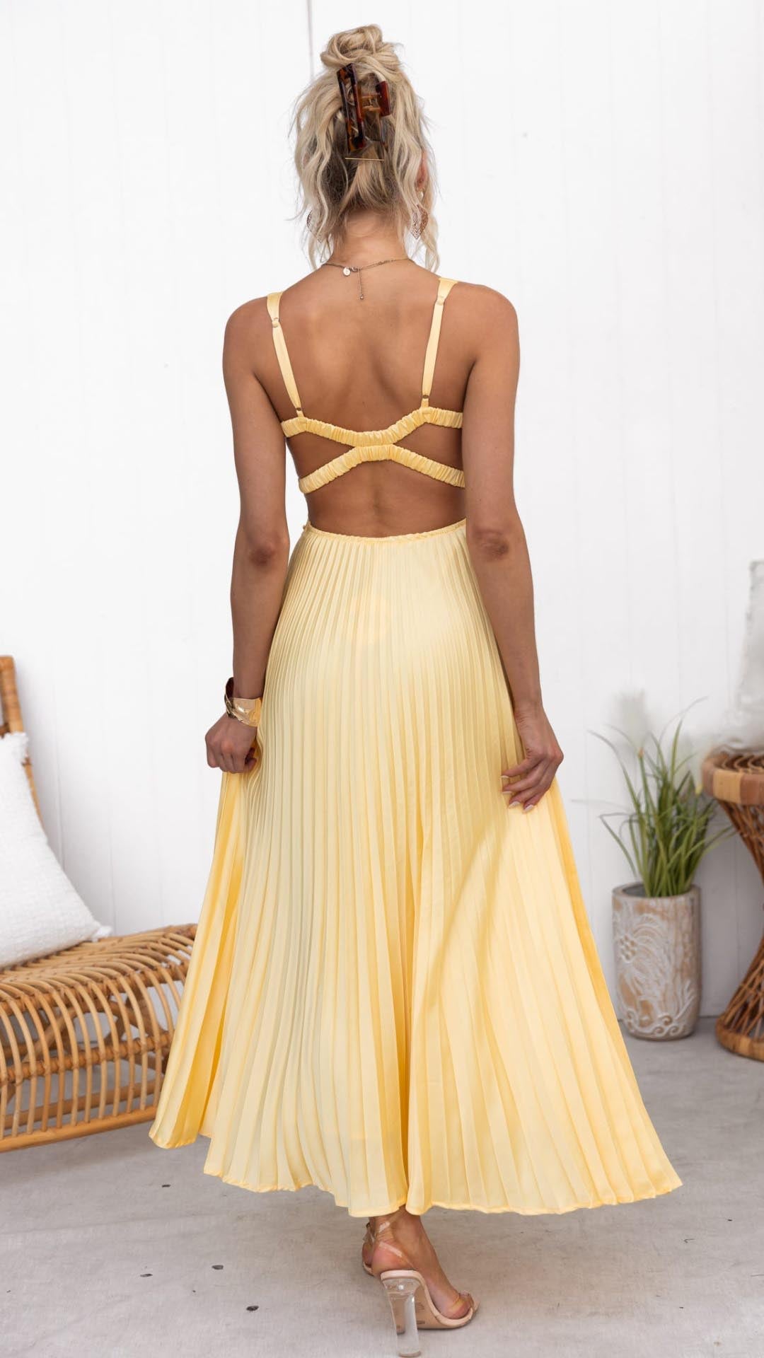 Malka™ | Maxi Plissé Jurk met V-hals