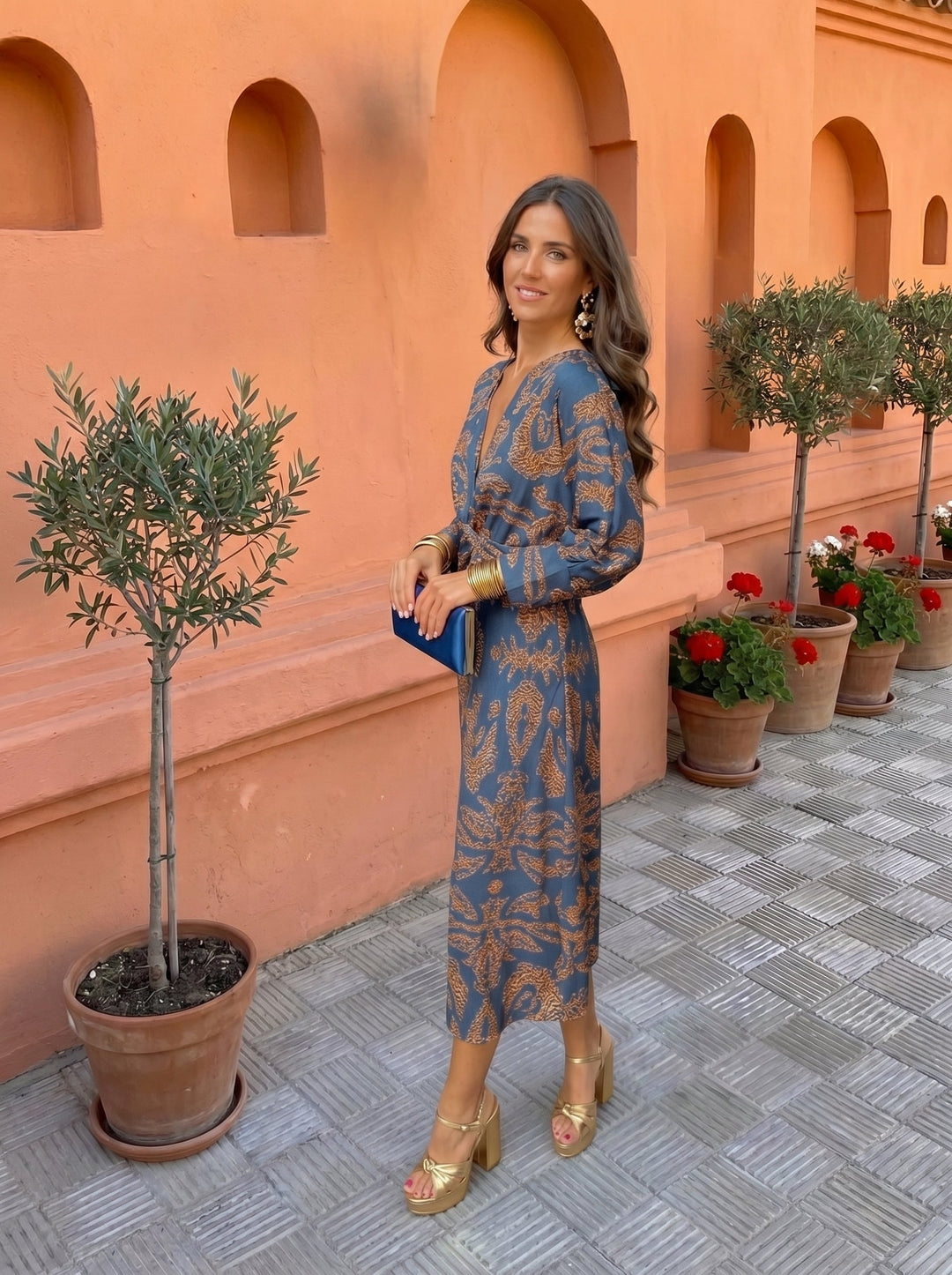Silvia™│Midi-jurk met Print