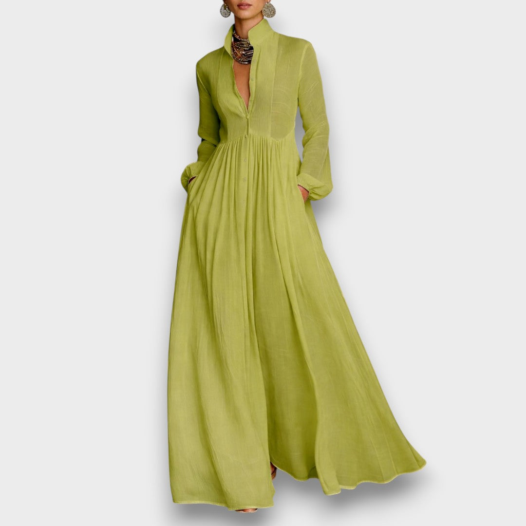 Serena - Maxi Jurk met Vloeiende Voorknopen