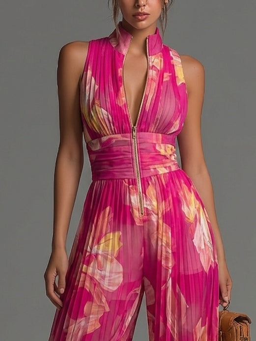 Leila | Mono Plisado Floral Fucsia