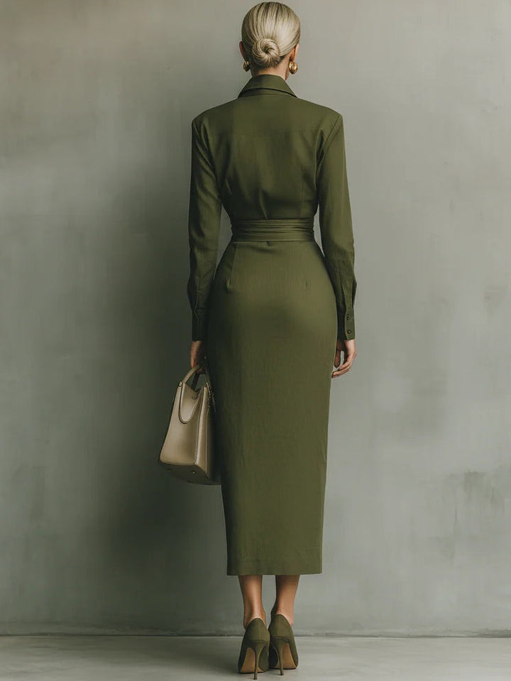 Noëlle™ | Maxi jurk in legergroen
