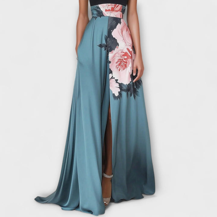 Natalie - Maxi A-lijn Jurk met Bloemenprint