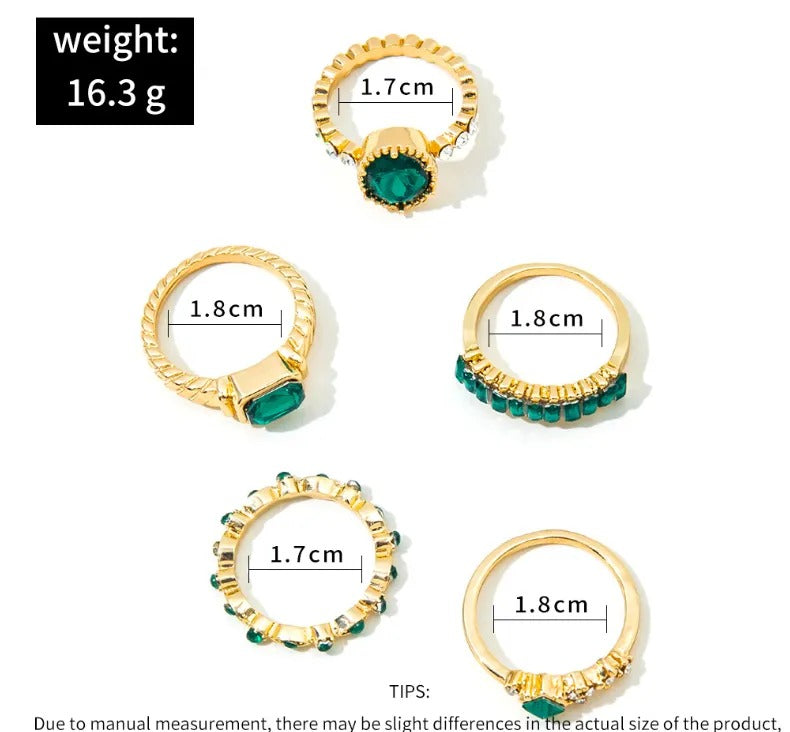 Zarina Exquisite Smaragd Gouden Ring Set