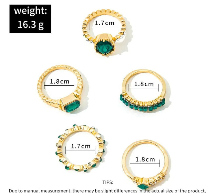 Zarina Exquisite Smaragd Gouden Ring Set