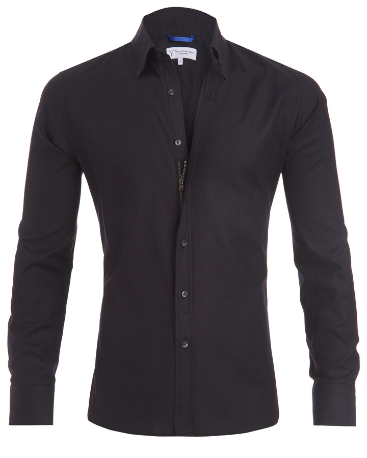 Desmond | Heren Fitted Zip-Up Shirt