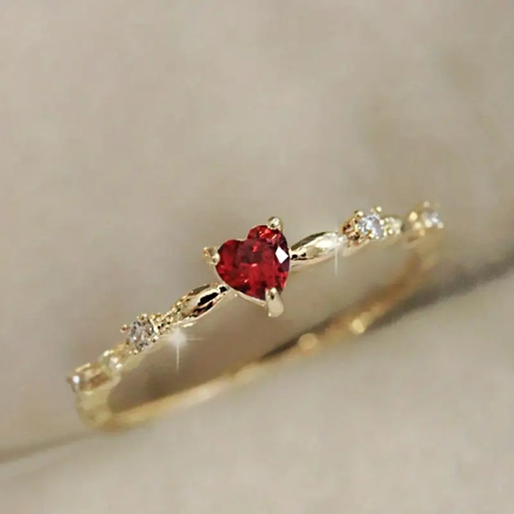 Hart Ring met Gouden Robijn