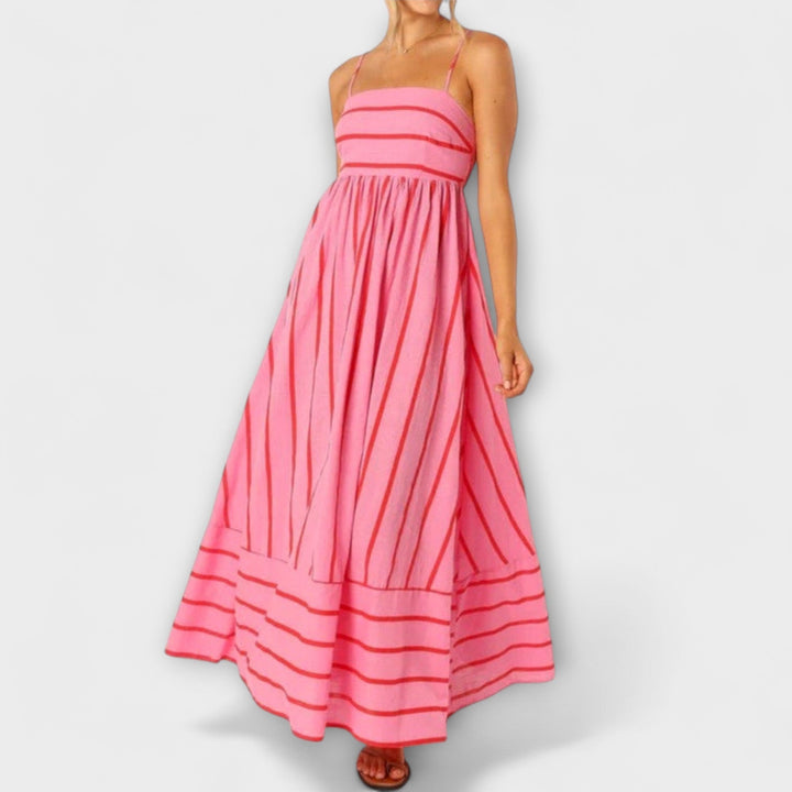 Rosa - Casual Gestreepte Jurk