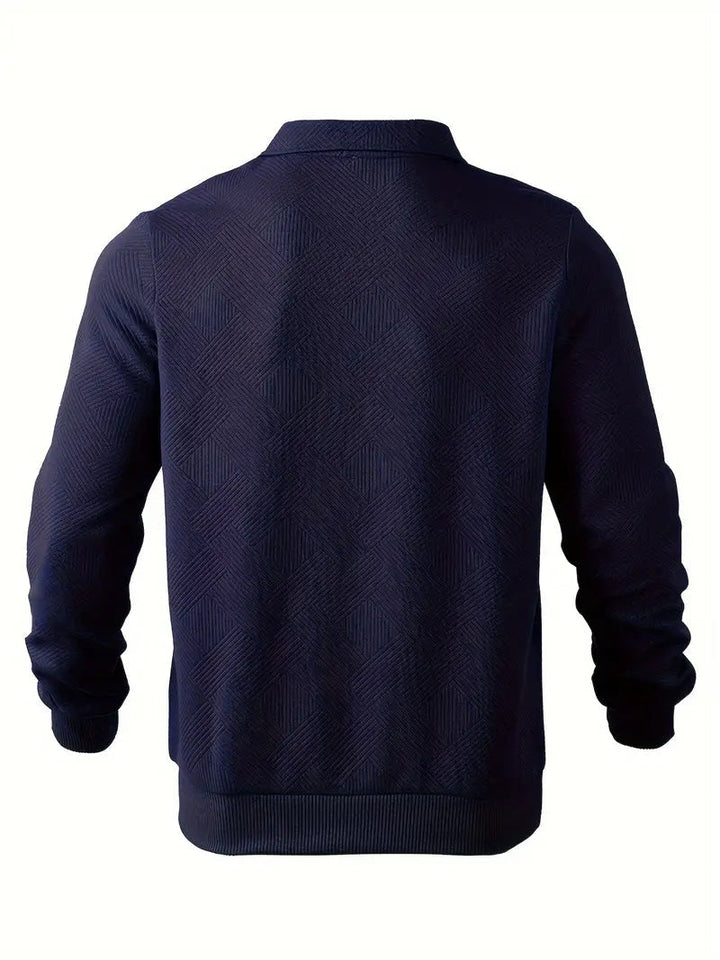 James™ - Vintage Geometrisch Ontwerp Sweater Met Rits