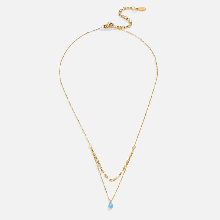 Gelaagde ketting met blauwe opaal druppel