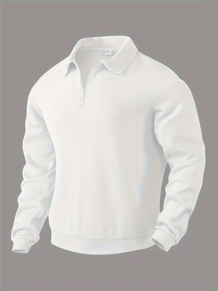 James™ - Vintage Geometrisch Ontwerp Sweater Met Rits