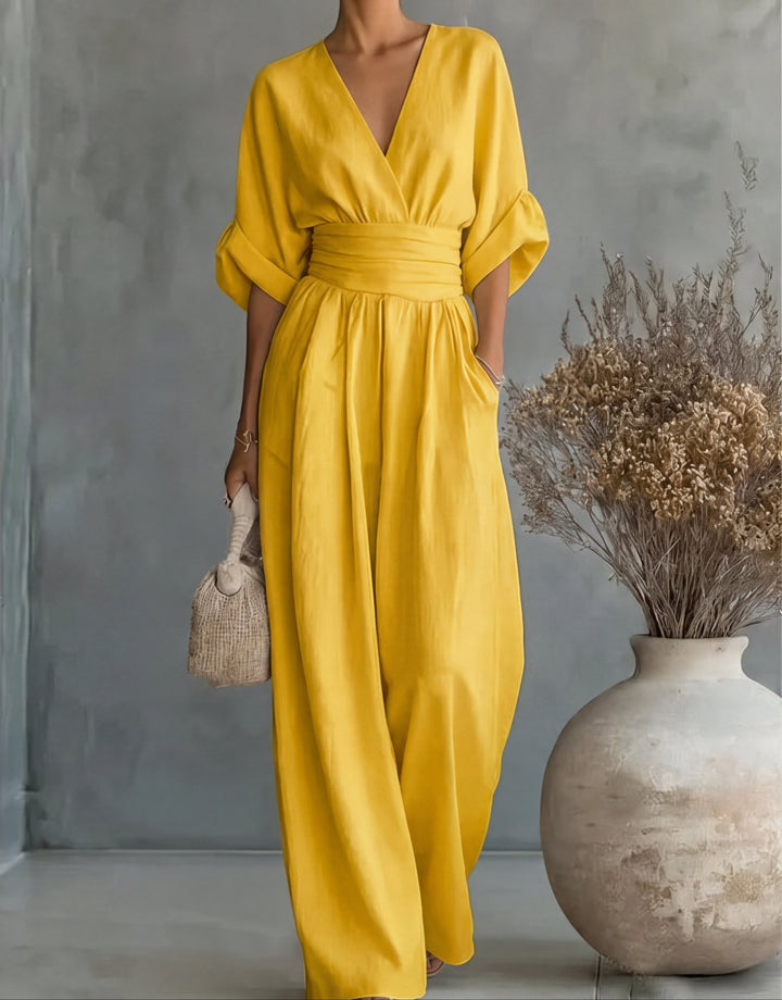 Daniela - Elegante mono met V-hals en brede pijpen