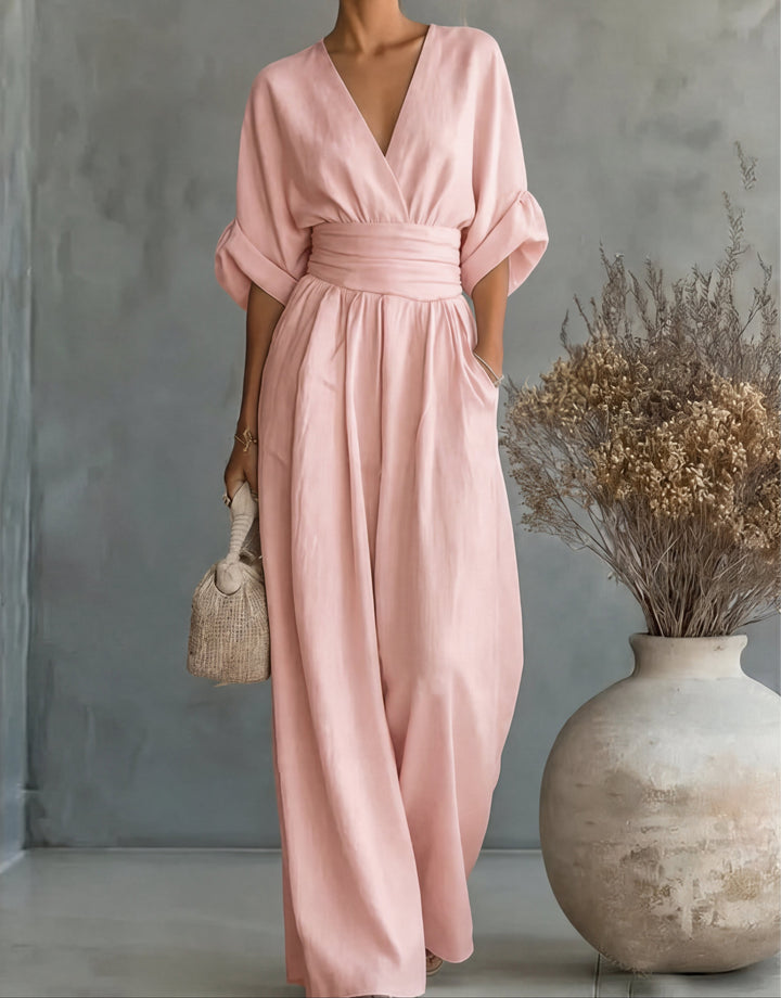 Daniela - Elegante mono met V-hals en brede pijpen