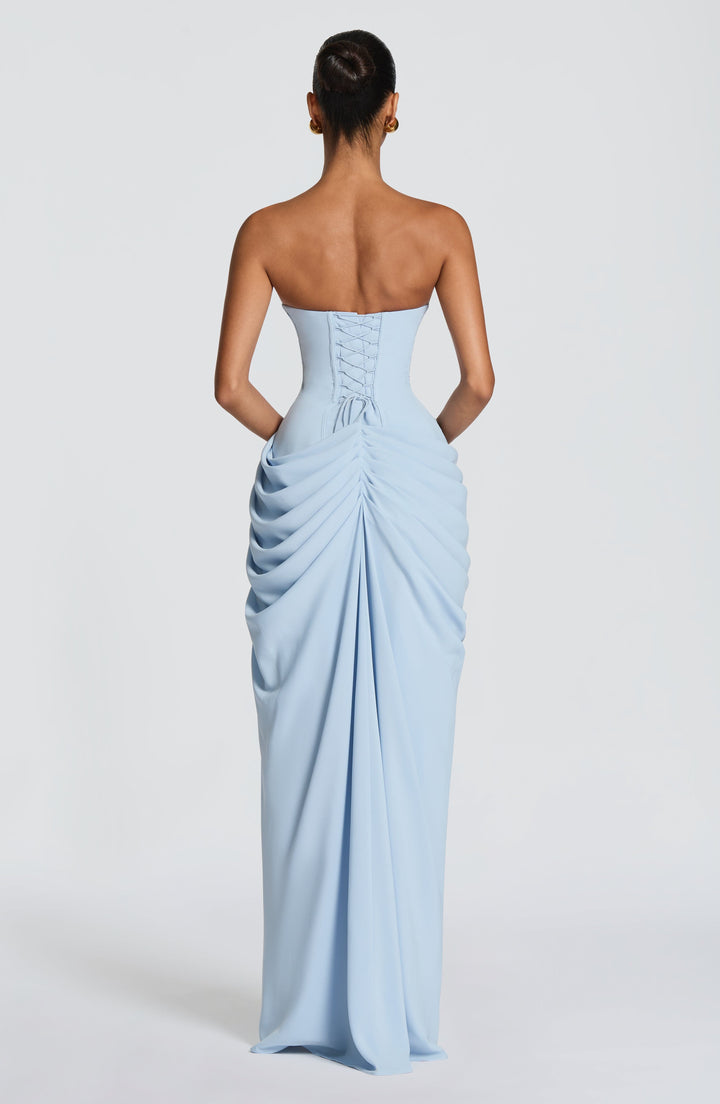 HANNAH | Elegante maxi-jurk met draperie en hoge split