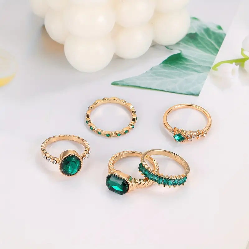 Zarina Exquisite Smaragd Gouden Ring Set