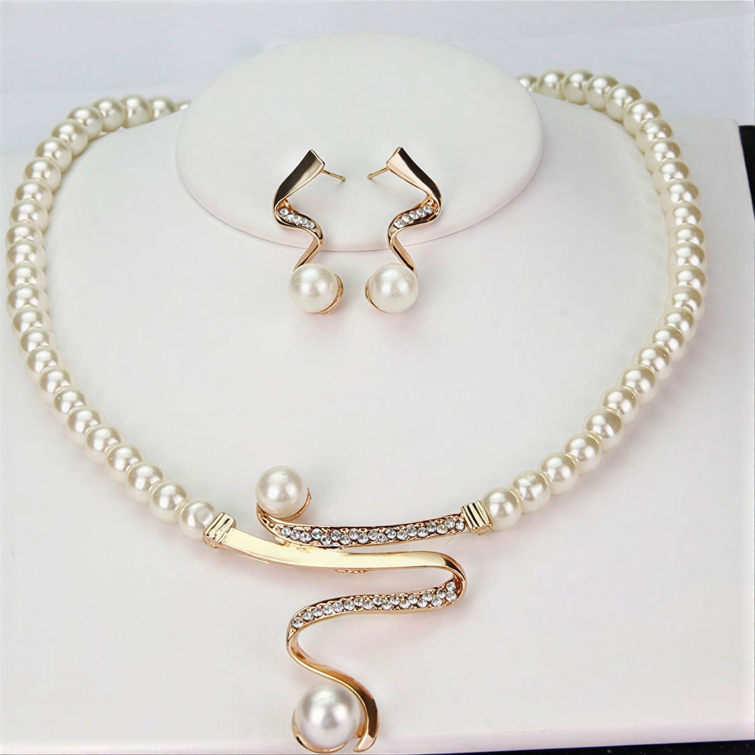 Elegante Natuurlijke Parel Halsketting Set