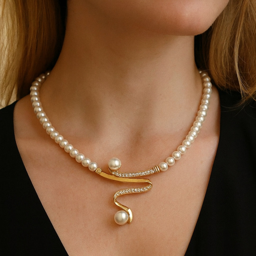 Elegante Natuurlijke Parel Halsketting Set
