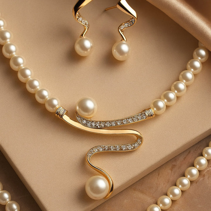 Elegante Natuurlijke Parel Halsketting Set