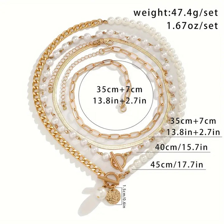 Vintage collier van parels en gouden kettingen