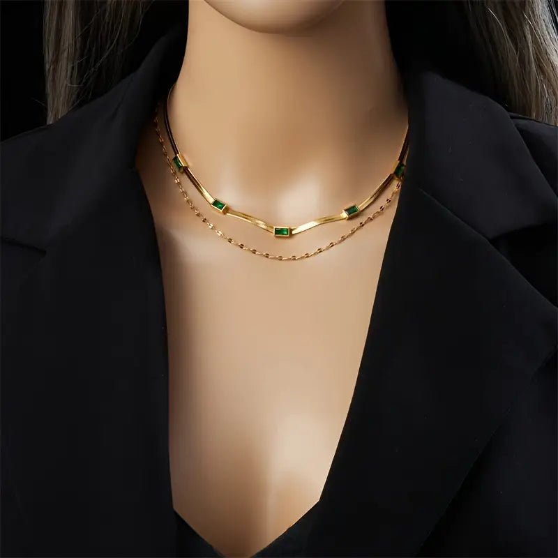 Sorella Gem Dubbele Laag Retro Gouden Ketting