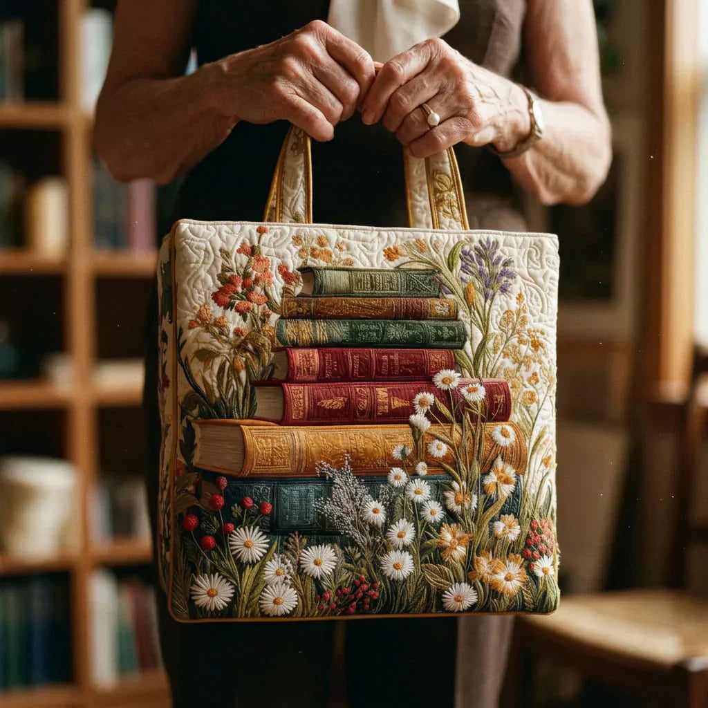 Handgemaakte gestikte tas - Bloemenmotief
