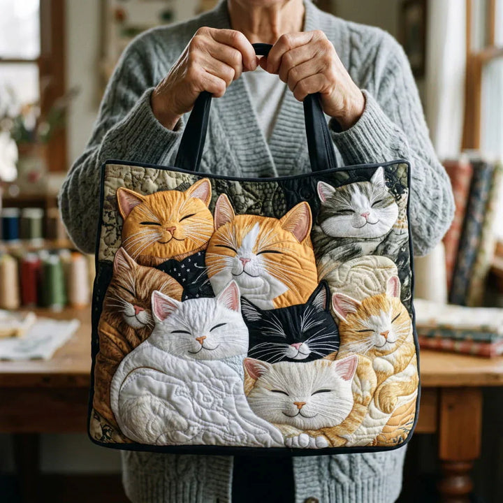 Handgemaakte gewatteerde tas - Slapende Kittens