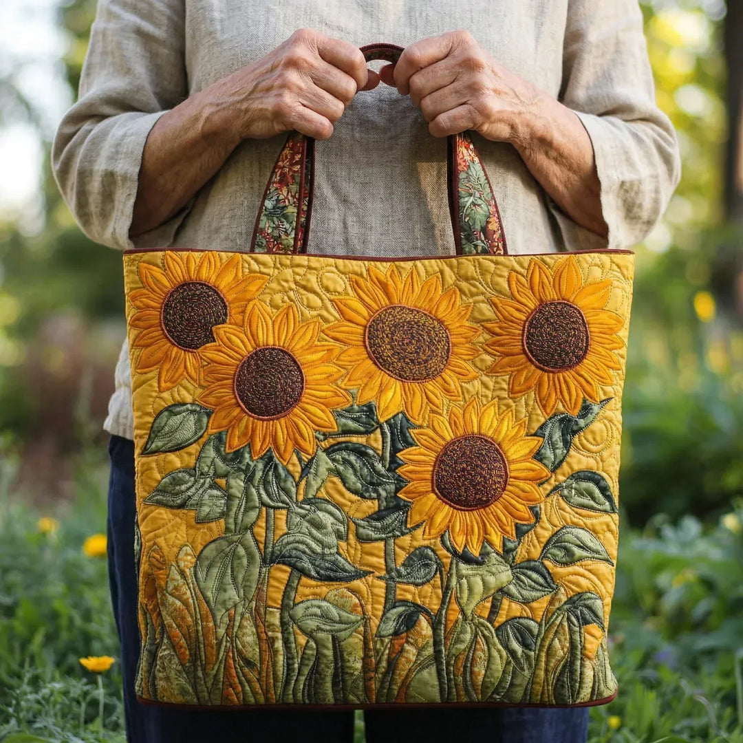 Klassieke gestikte tas - Zonnebloemen