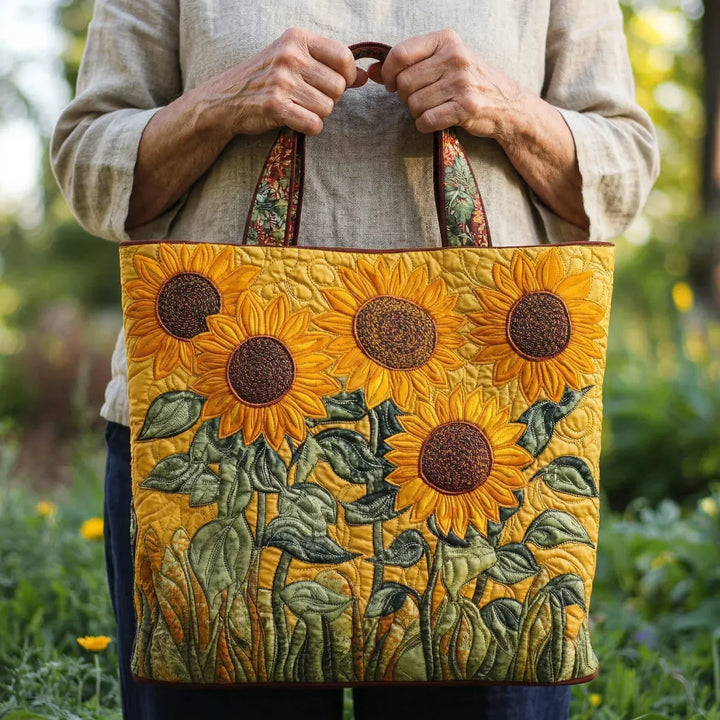 Klassieke gestikte tas - Zonnebloemen
