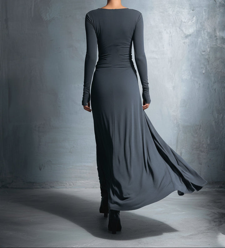 Alba - Lange jurk met zijden strik
