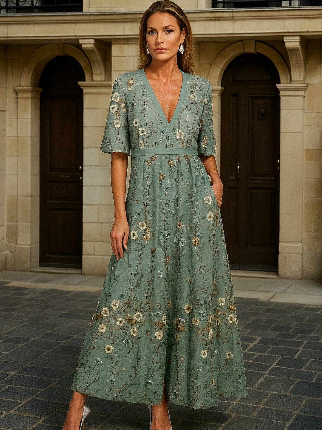 La Scintilla | Lange Jurk Botanische Elegantie