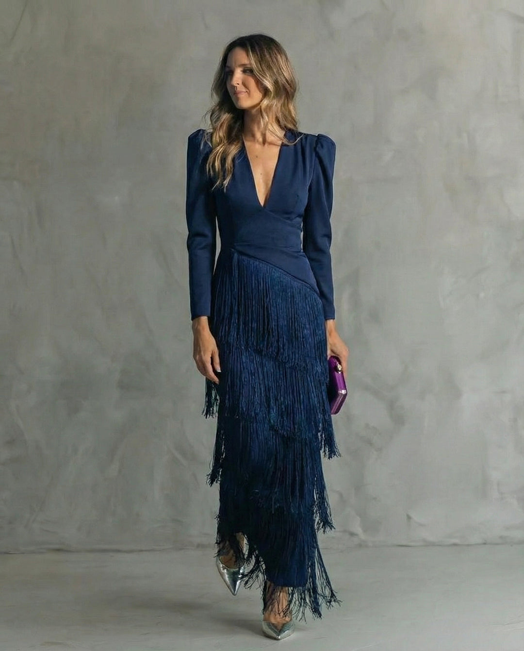 Clara™ | Elegante midi-jurk met franjes