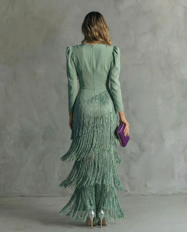 Clara™ | Elegante midi-jurk met franjes