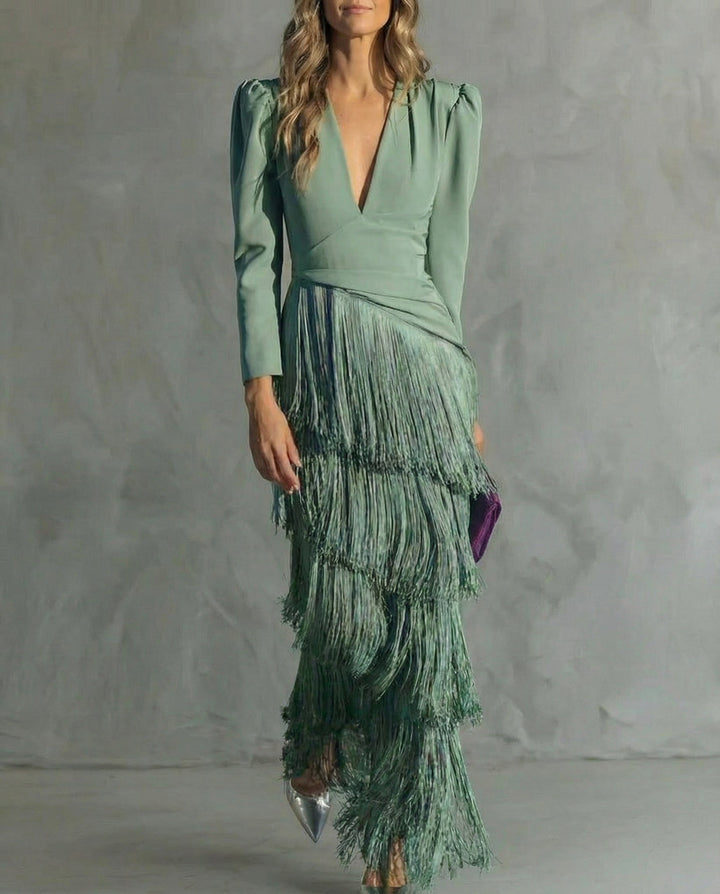 Alessia - Elegante midi-jurk met franjes