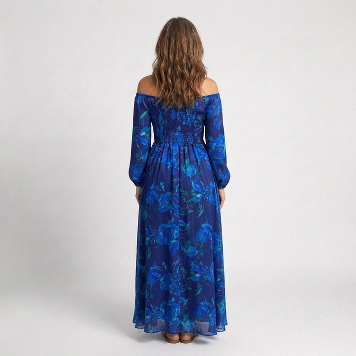 Aspen | Off-Shoulder Bloemen Maxi Jurk