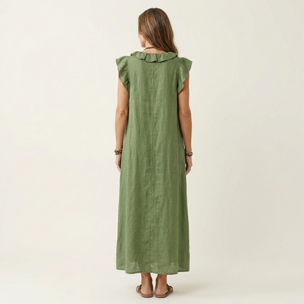 Josette | Ruffle V-Hals Maxi Jurk