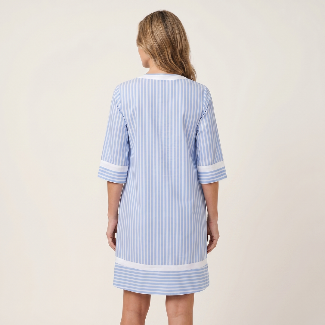 Sanina | Contrast-Trim Stripe V-Hals Shift Jurk