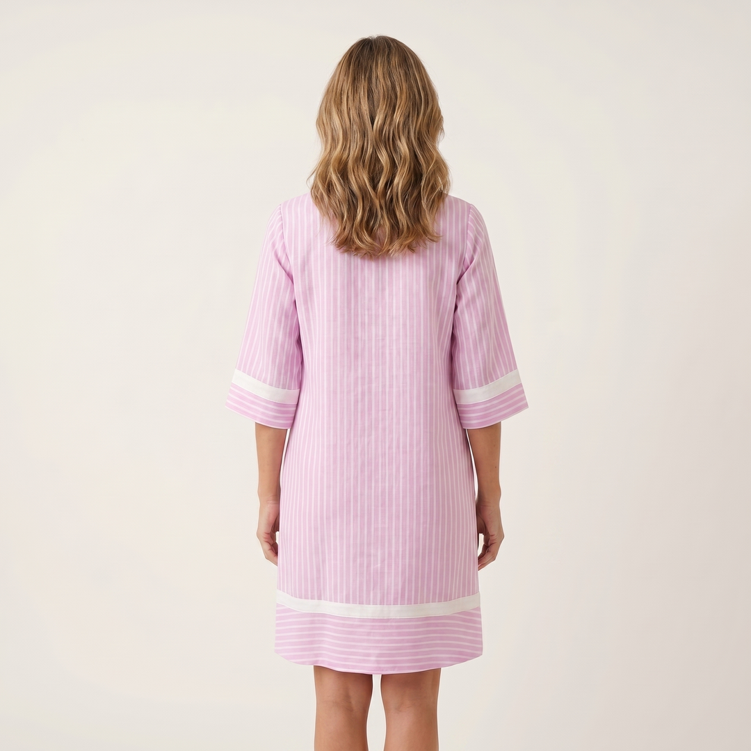Sanina | Contrast-Trim Stripe V-Hals Shift Jurk