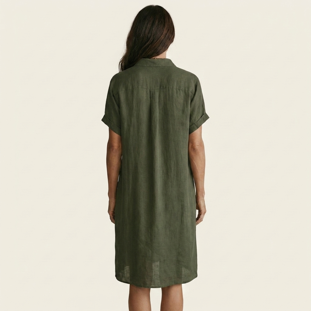 Nidalie | Midi Shirtjurk met Opgerolde Mouwen