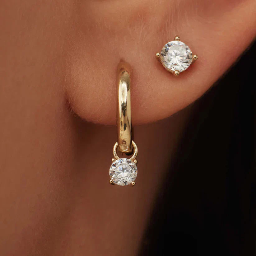 Elegante set van vergulde oorbellen Larmes de Lune